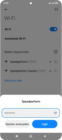 Introduza a password da rede Wi-Fi e prima Ligar.