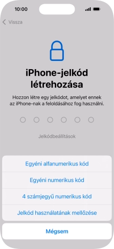 A képernyőzár használatának bekapcsolásához kövesd a képernyőn megjelenő utasításokat, vagy válaszd a Jelkód használatának mellőzése lehetőséget.