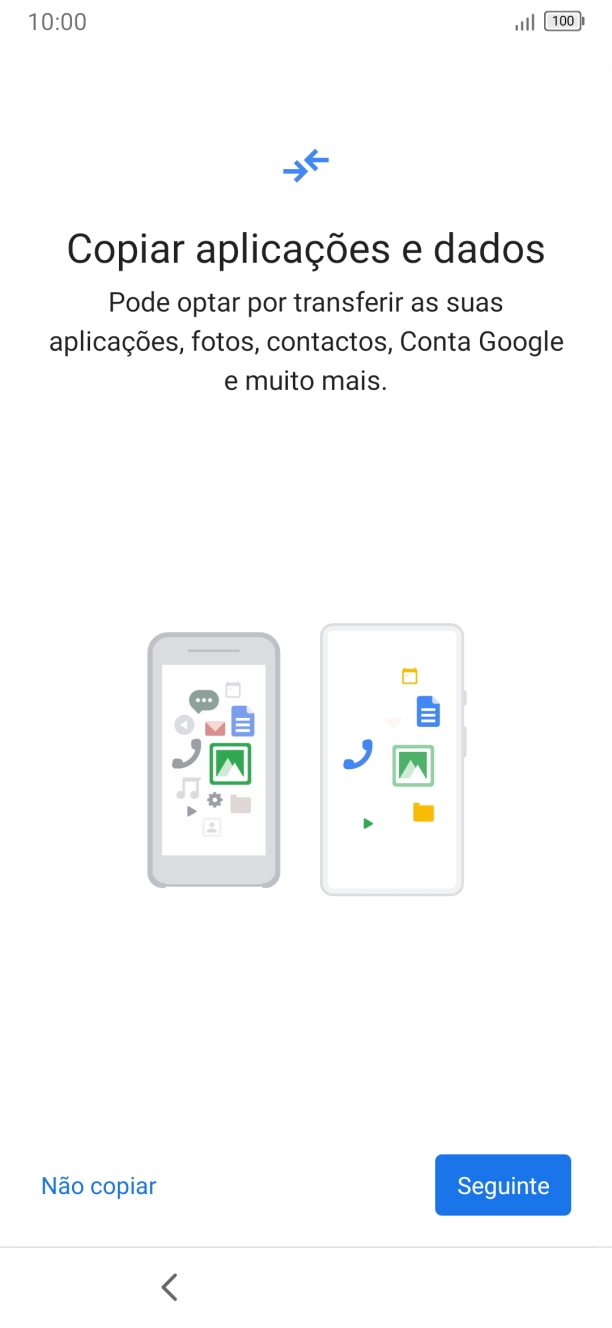 É possível transferir conteúdo de outro telefone quando o telefone for ativado antes da primeira utilização e quando o telefone tiver sido reiniciado. Quando esta imagem for mostrada no ecrã, o telefone está pronto para transferir conteúdo de outro telefone.