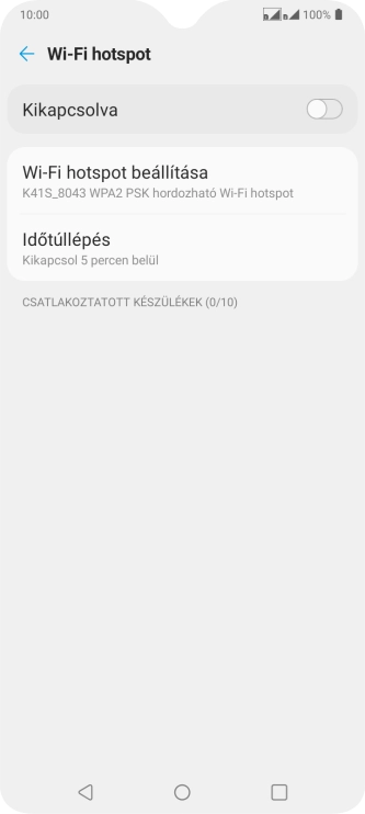 Válaszd a Wi-Fi hotspot beállítása lehetőséget.