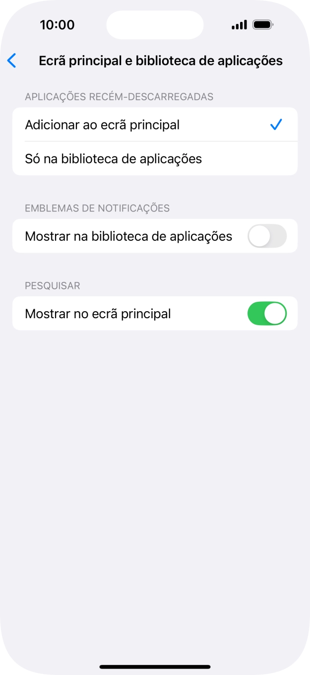 Para adicionar apps recém descarregadas ao ecrã inicial e à biblioteca de apps, deve premir Adicionar ao ecrã principal.