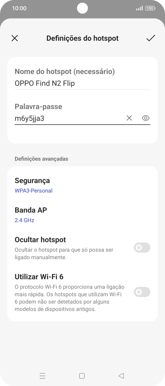 Prima o ícone para aceitar.