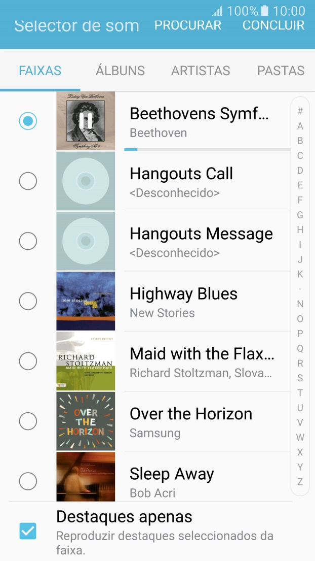 Quando tiver encontrado o tom de toque que pretende, prima CONCLUIR.
