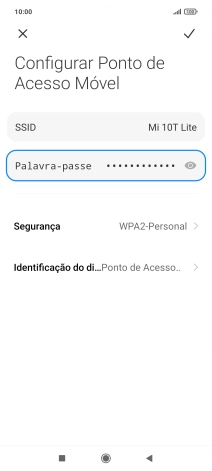 Prima SSID, e introduza o nome pretendido do hotspot Wi-Fi.