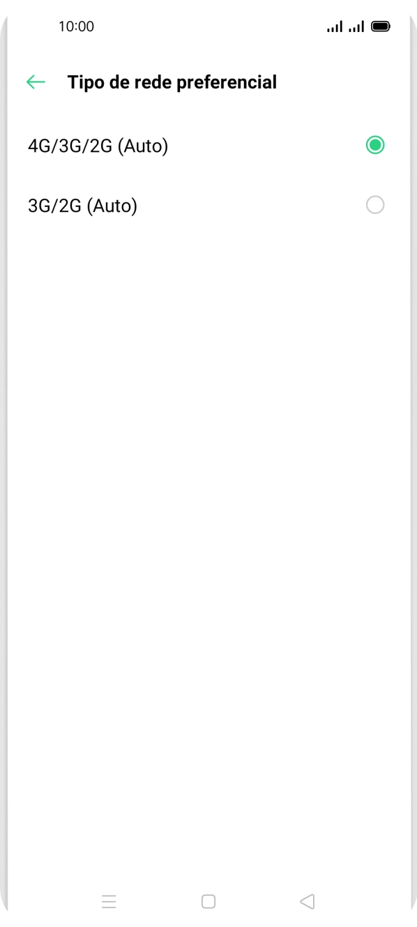 Prima o tipo de rede pretendido.
