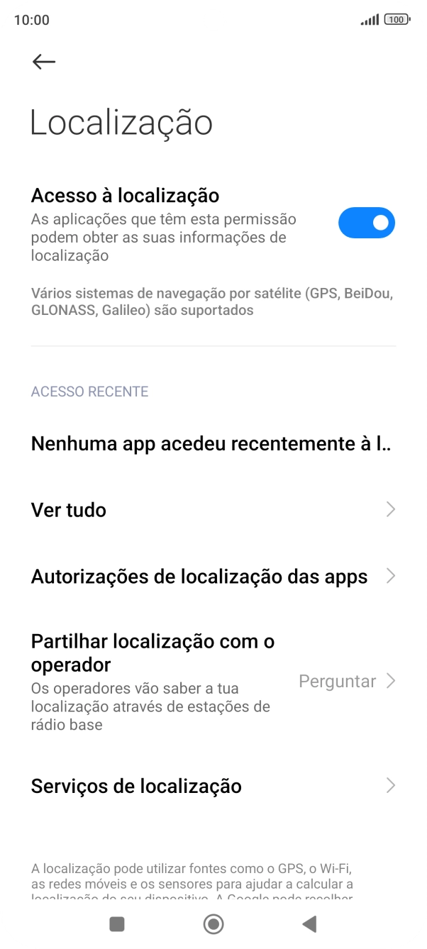 Prima Autorizações de localização das apps.