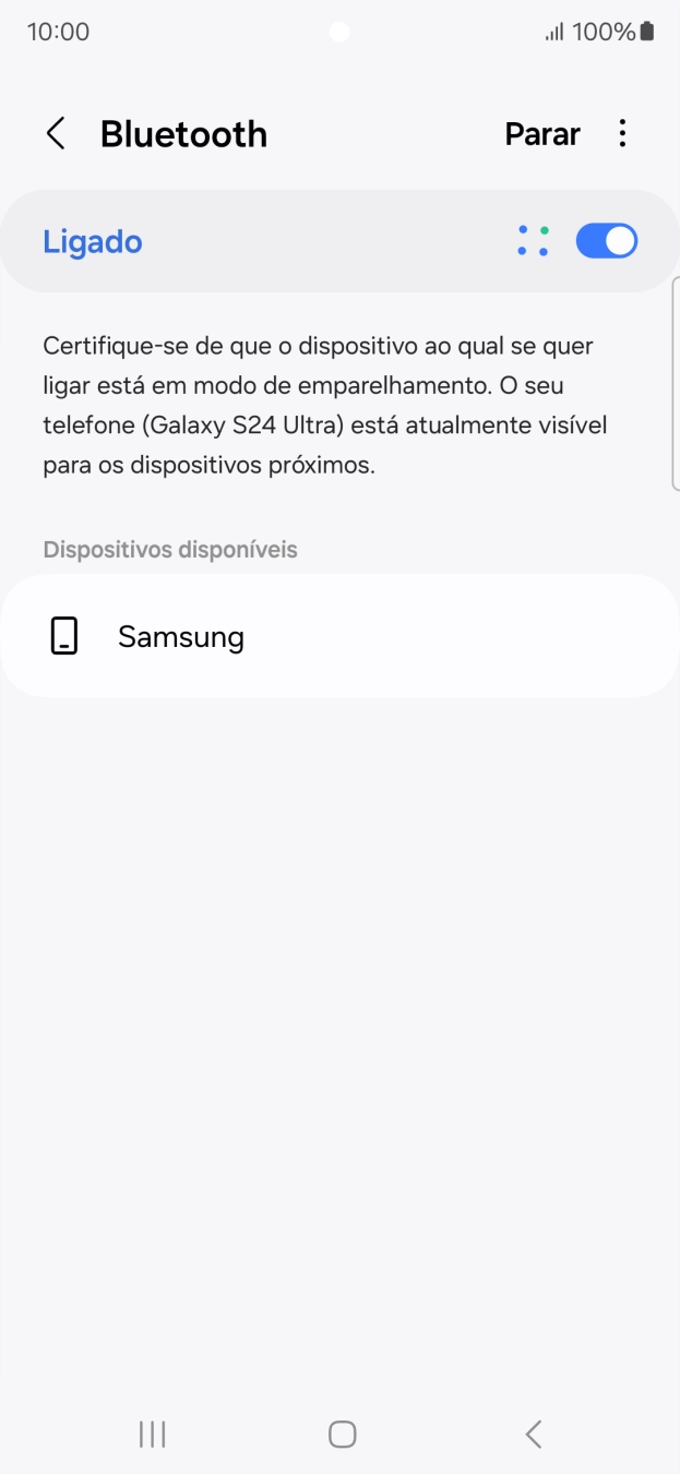 Prima o dispositivo Bluetooth pretendido e siga as indicações no ecrã para emparelhar o dispositivo pretendido com o telefone.