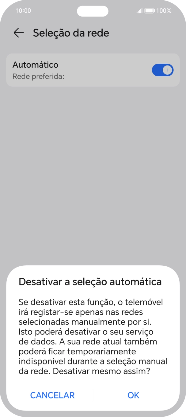 Prima OK e aguarde enquanto o telefone procura as redes.