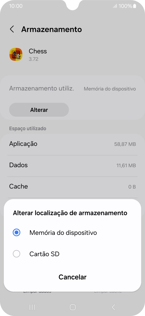 Prima o nome do cartão de memória.