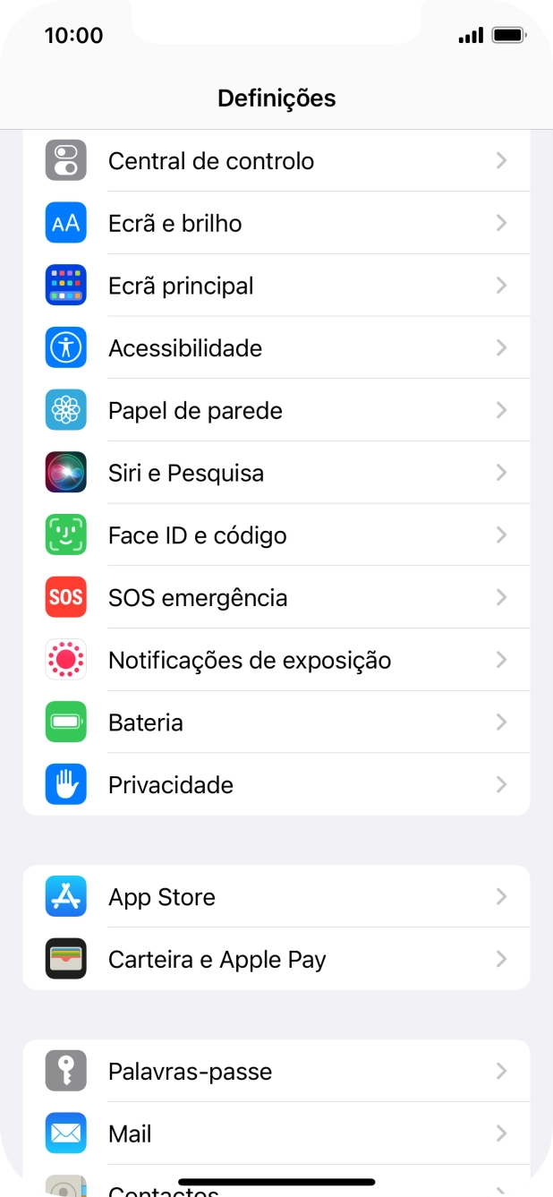 Prima Face ID e código.