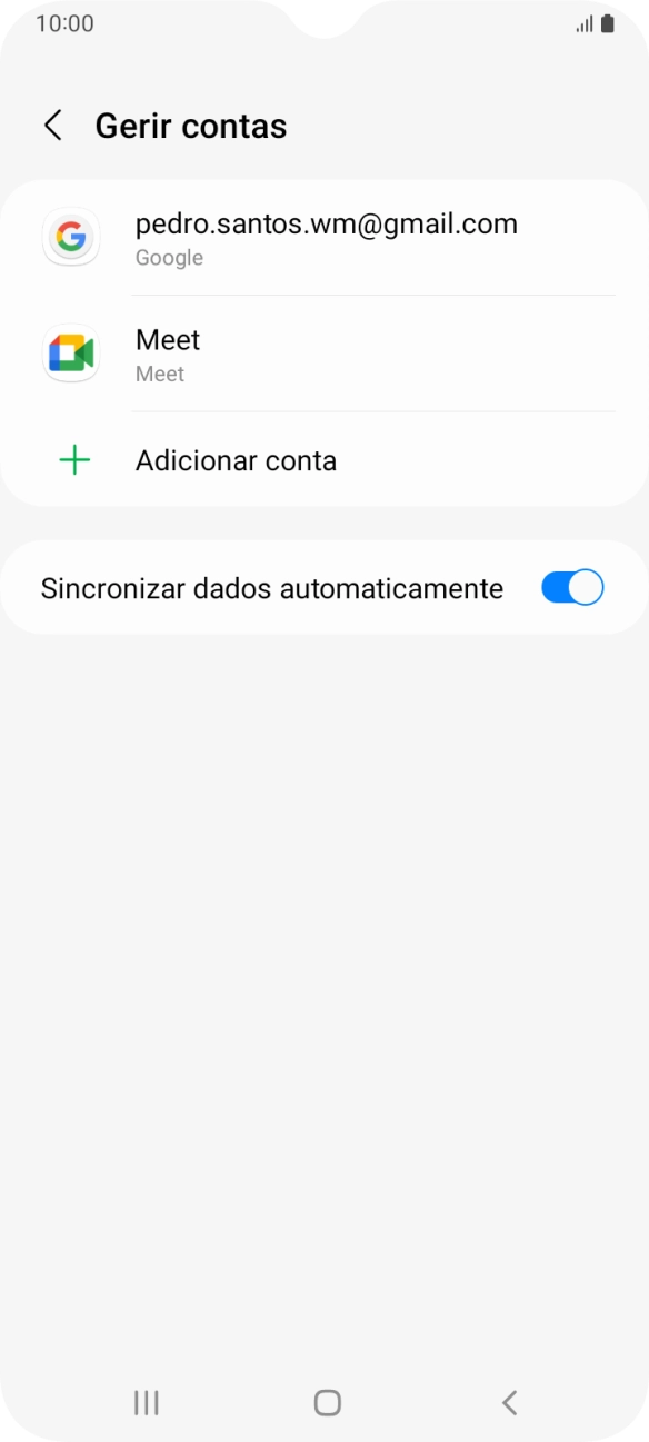Prima Adicionar conta.