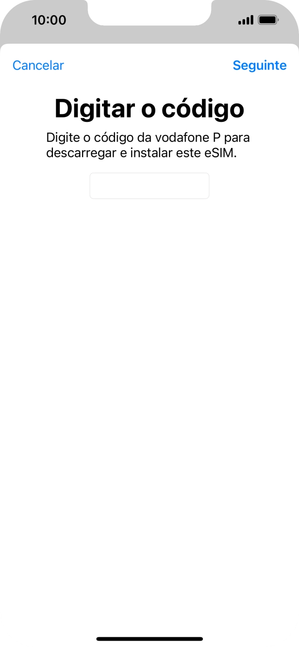 Introduza o código de confirmação enviado e prima Seguinte.