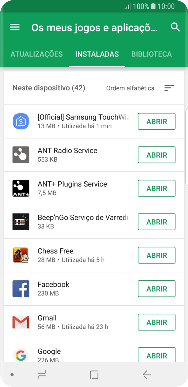 Prima a app pretendida.