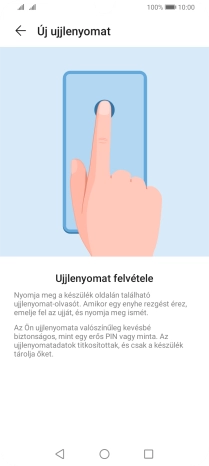 Kövesd a kijelzőn megjelenő utasításokat képernyőzár létrehozásához ujjlenyomattal.