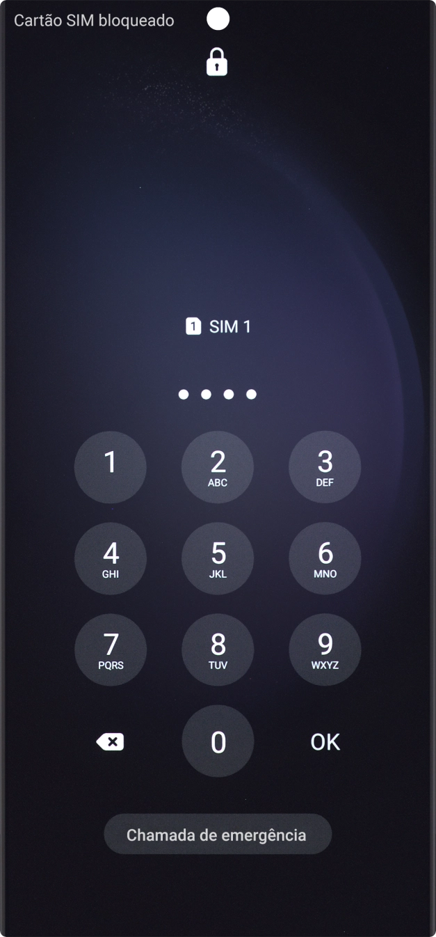 Se o cartão SIM estiver bloqueado, deve introduzir o código PIN e premir OK.