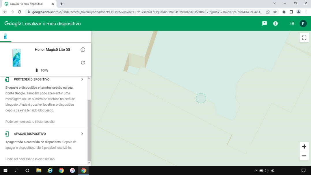Clique em APAGAR DISPOSITIVO e siga as indicações no ecrã para apagar todo o conteúdo do seu telefone. Note que não poderá mais utilizar “Localizar o meu dispositivo”, depois de ter apagado todo o conteúdo do seu telefone.