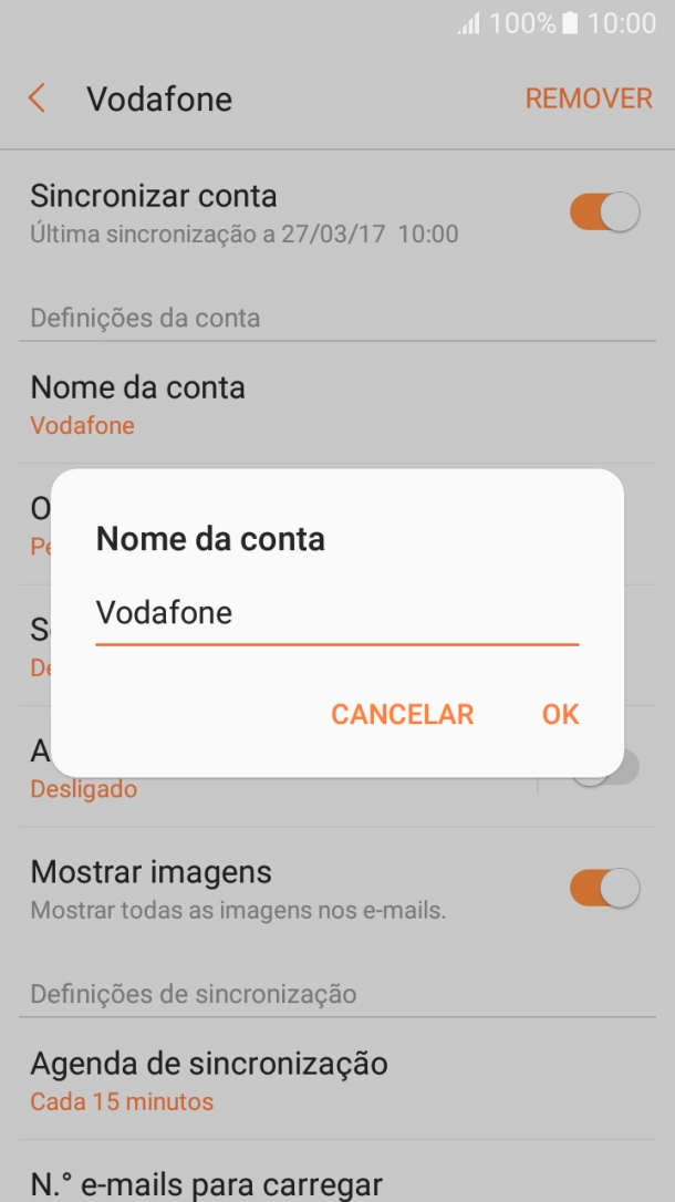 Introduza o nome pretendido da conta de e-mail OK.