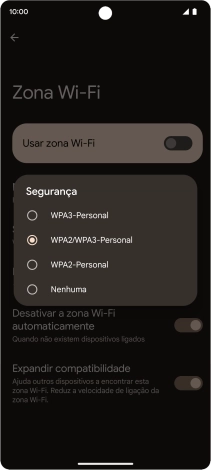 Prima WPA3-Personal para proteger o hotspot Wi-Fi com uma password.