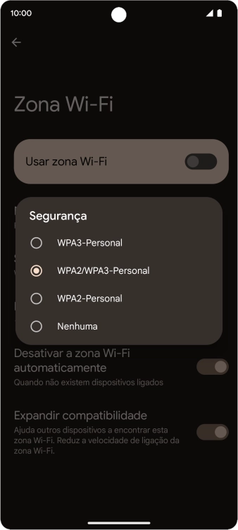 Prima WPA3-Personal para proteger o hotspot Wi-Fi com uma password.