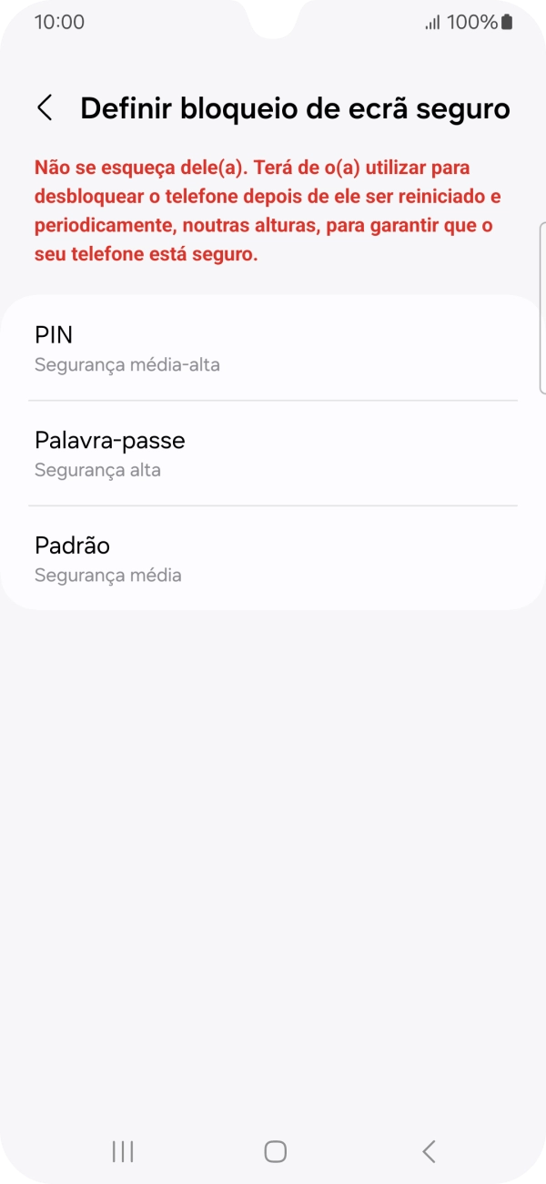 Prima o código de bloqueio do telefone pretendido e siga as indicações no ecrã para estabelecer um código de bloqueio adicional.