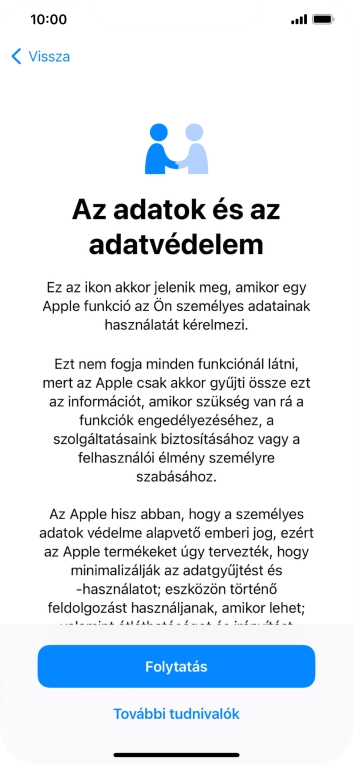 Válaszd a Folytatás lehetőséget.