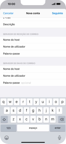 Prima Palavra-passe e introduza a password da sua conta de e-mail na Vodafone.