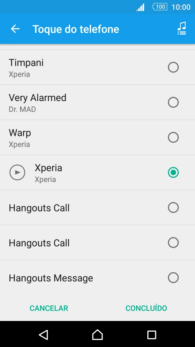 Prima o ícone de música e vá até à pasta pretendida.