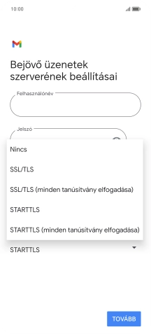 Válaszd az SSL/TLS lehetőséget.