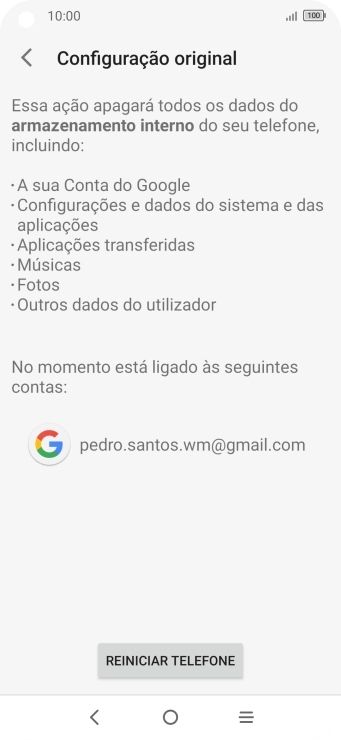 Prima REINICIAR TELEFONE.