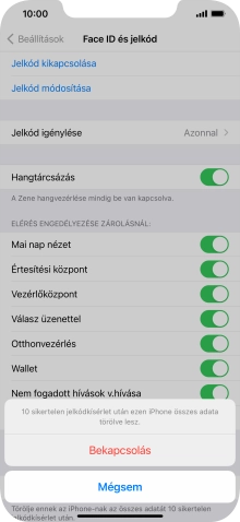 Ha bekapcsolod a funkciót, válaszd a Bekapcsolás lehetőséget.