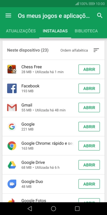 Prima a app pretendida.