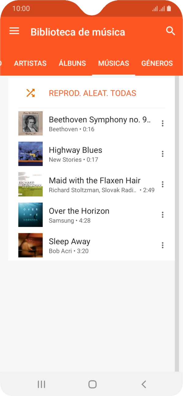 Prima o ficheiro de música pretendido.