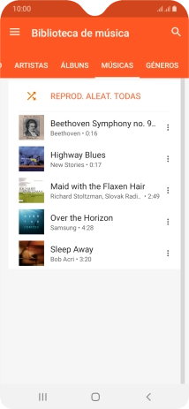 Prima o ficheiro de música pretendido.