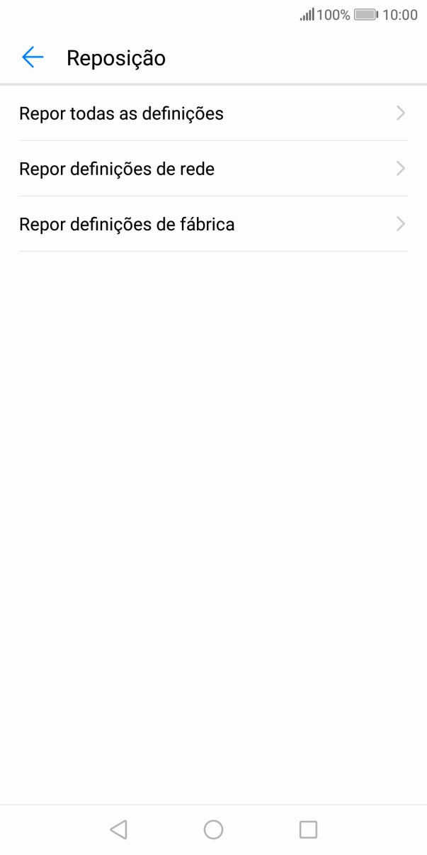 Prima Repor definições de fábrica.