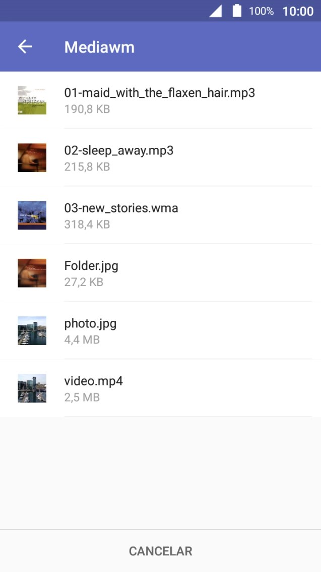 Prima o ficheiro pretendido.