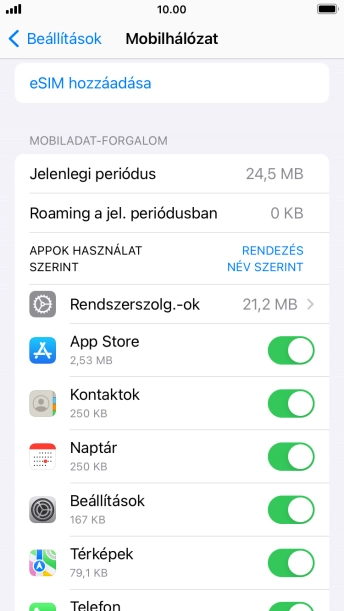 Kattints a kívánt programok melletti csúszkákra a funkciók be- vagy kikapcsolásához.