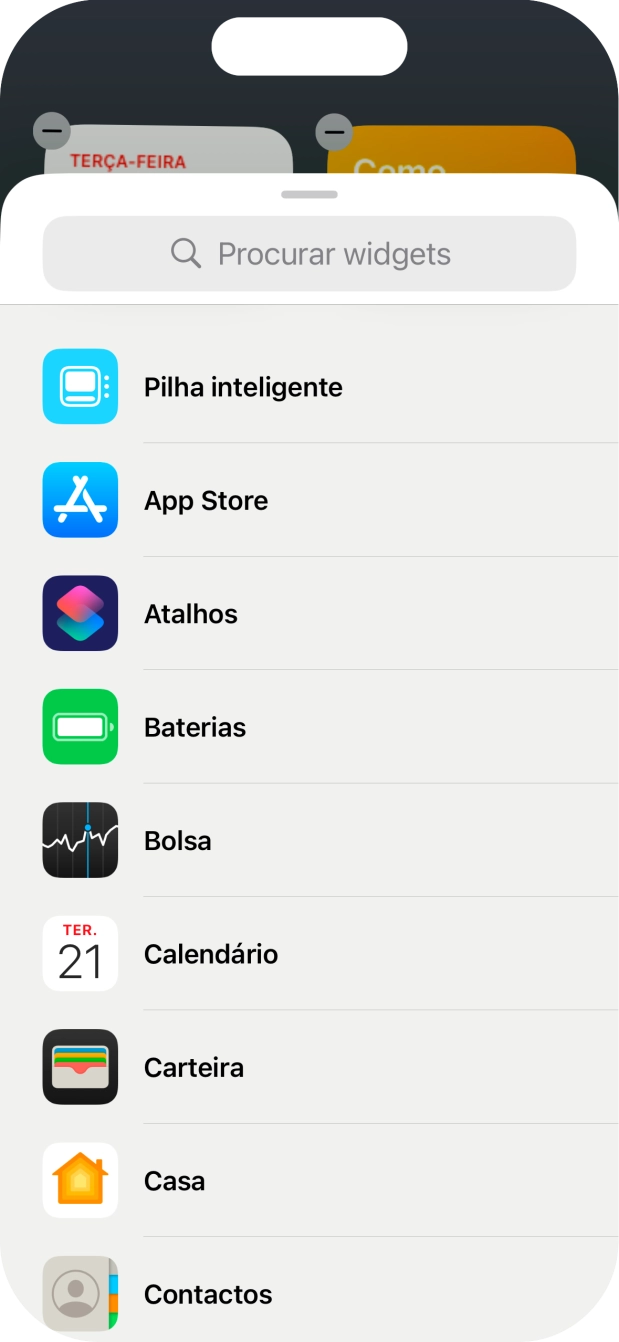 Prima o widget pretendido.