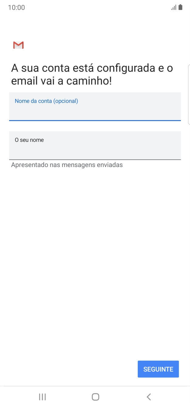 Prima O seu nome e introduza o nome do remetente pretendido.