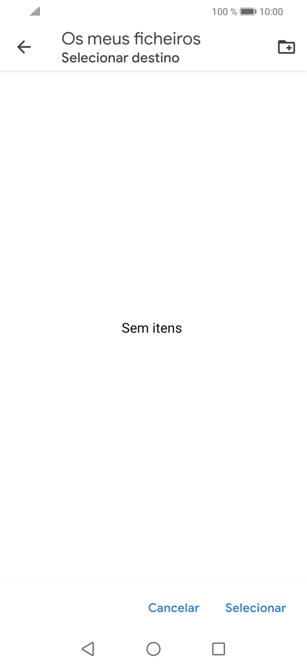 Se quiser criar uma nova pasta, prima o ícone de nova pasta e siga as indicações no ecrã para criar uma nova pasta.