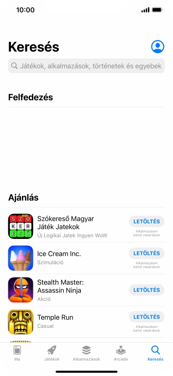 Kattints a keresés mezőre, és írd be a keresett alkalmazás nevét vagy tárgykörét.