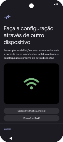 É possível transferir conteúdo de outro telefone quando o telefone for ativado antes da primeira utilização e quando o telefone tiver sido reiniciado. Quando esta imagem for mostrada no ecrã, o telefone está pronto para transferir conteúdo de outro telefone.