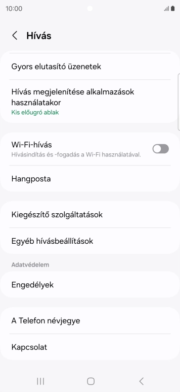 Válaszd a Kiegészítő szolgáltatások lehetőséget.