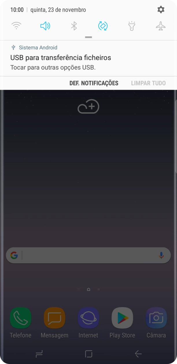 Prima o ícone de definições.