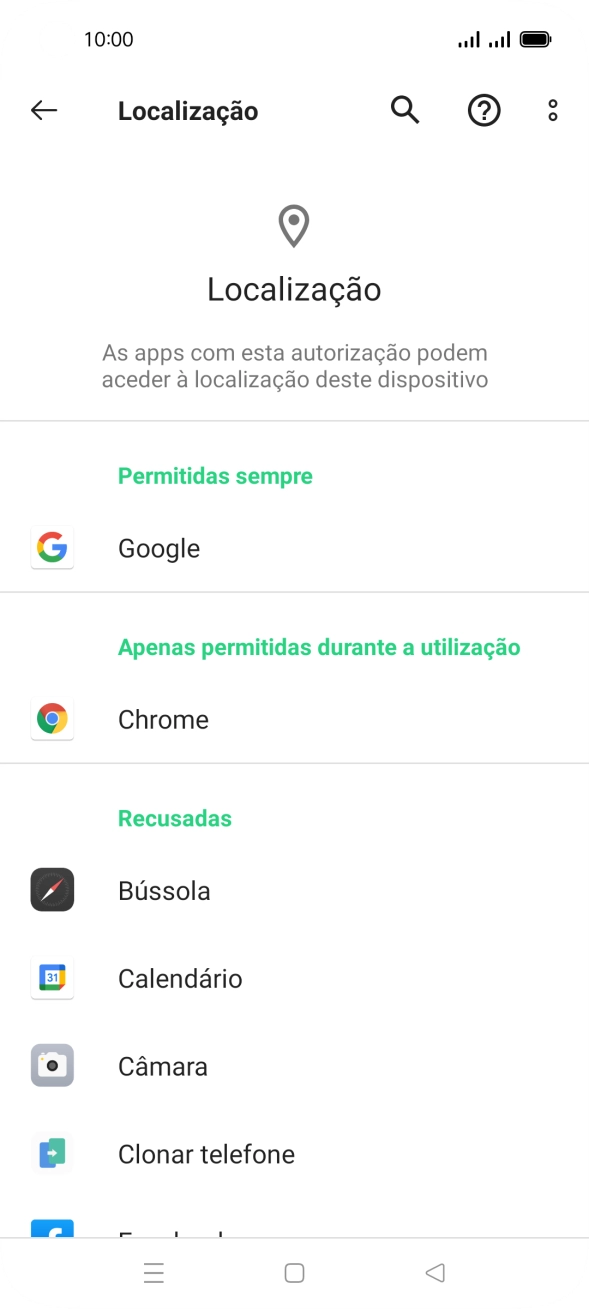 Prima a app pretendida.