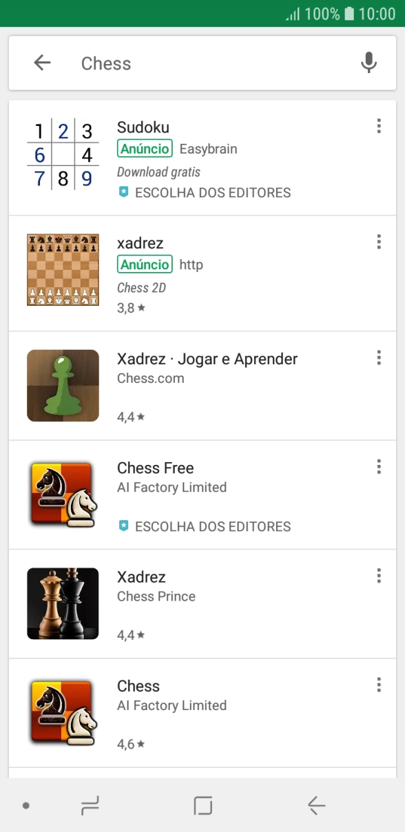 Prima a app pretendida.