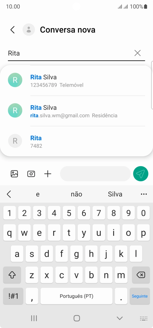 Prima o contacto pretendido.