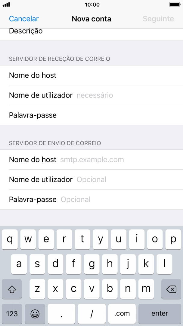 Prima Nome de utilizador e introduza o nome de utilizador da sua conta de e-mail na Vodafone.