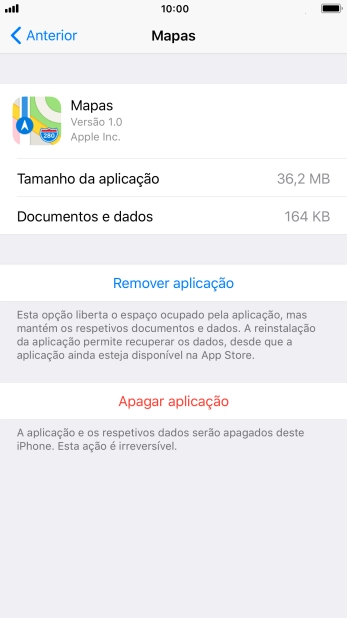 Prima Remover aplicação.