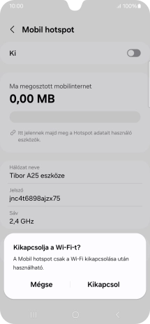 Amennyiben be van kapcsolva a Wi-Fi, válaszd a Kikapcsol lehetőséget.