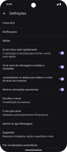 Prima Gemini na app Mensagens.